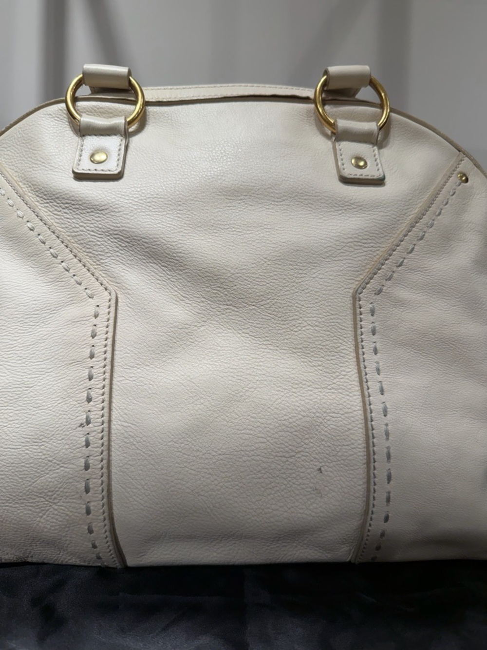 Yves Saint Laurent Muse Cream Leather Satchel with Gold Hardware - Picture 9 of 13